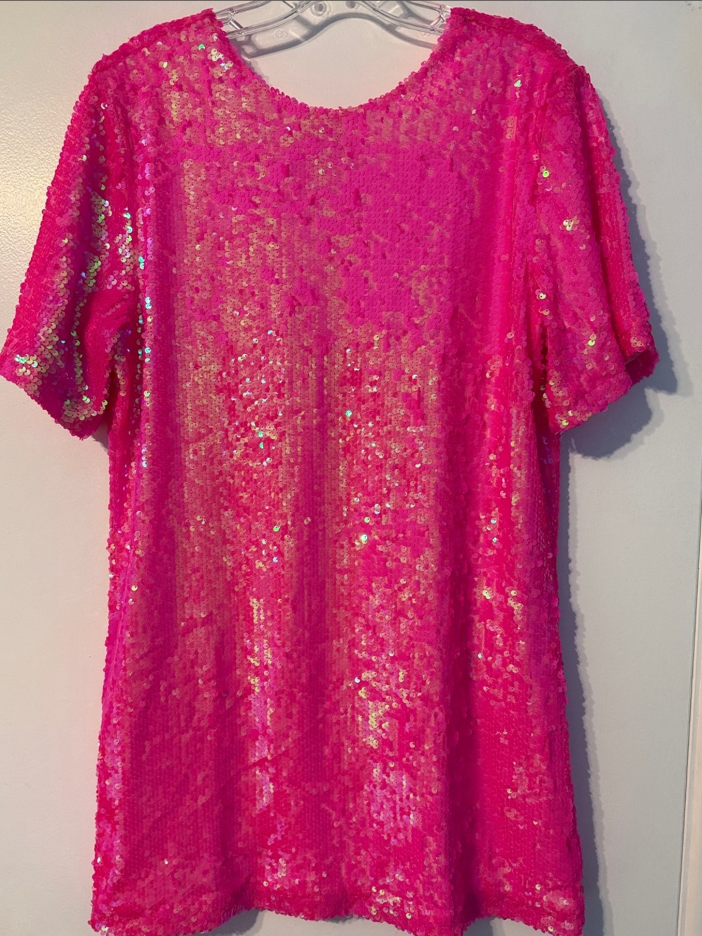 Hot Pink Sequin Shift Dress